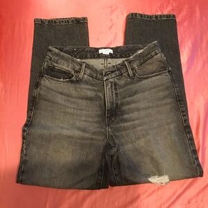 Good American Good Distressed Jeans Women’s Size 4/27 Washed Out Black Mid Rise